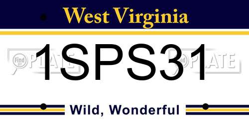 1SPS31 West Virginia License Plate