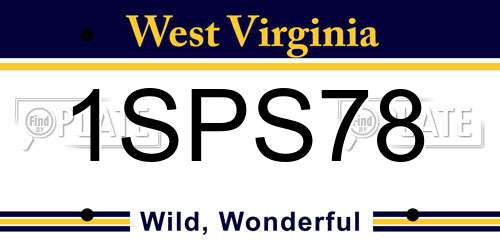 1SPS78 West Virginia License Plate