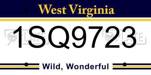 1SQ9723 West Virginia License Plate