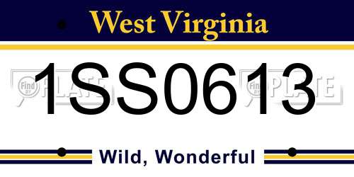 1SS0613 West Virginia License Plate