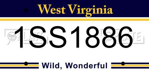 1SS1886 West Virginia License Plate