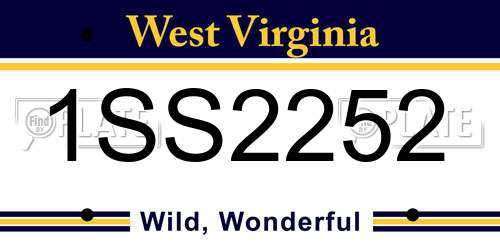 1SS2252 West Virginia License Plate
