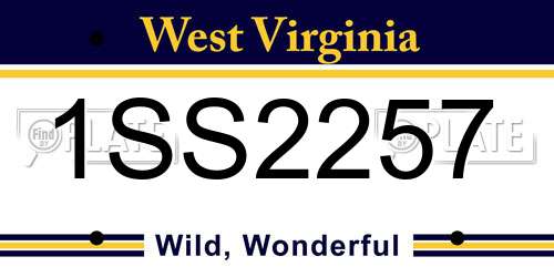 1SS2257 West Virginia License Plate