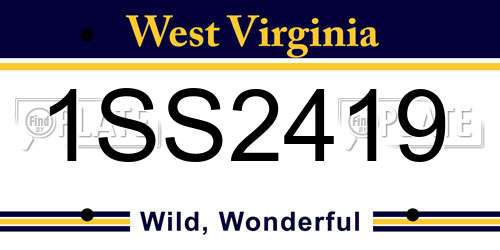 1SS2419 West Virginia License Plate