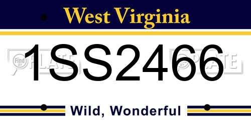 1SS2466 West Virginia License Plate