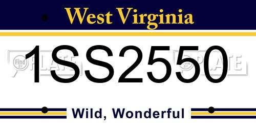 1SS2550 West Virginia License Plate