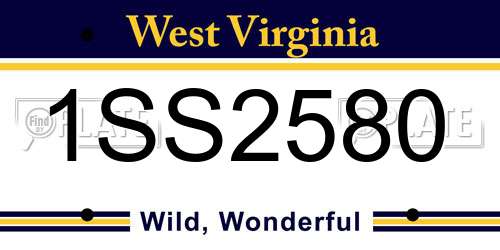 1SS2580 West Virginia License Plate