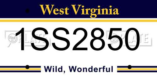 1SS2850 West Virginia License Plate