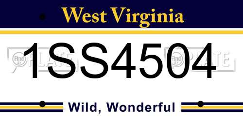 1SS4504 West Virginia License Plate