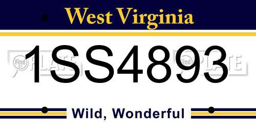 1SS4893 West Virginia License Plate
