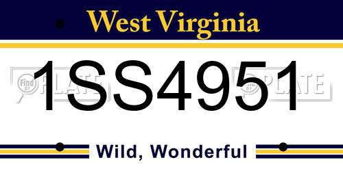 1SS4951 West Virginia License Plate