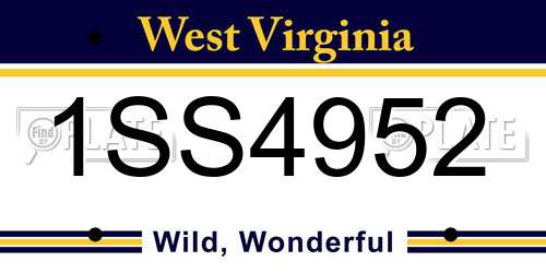 1SS4952 West Virginia License Plate