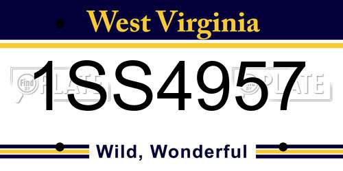 1SS4957 West Virginia License Plate