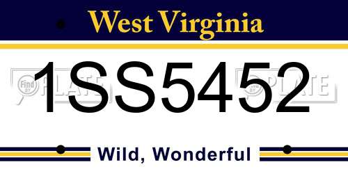 1SS5452 West Virginia License Plate
