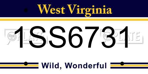 1SS6731 West Virginia License Plate