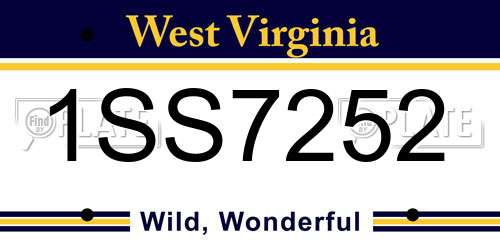 1SS7252 West Virginia License Plate