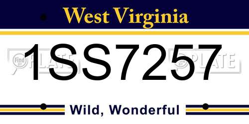 1SS7257 West Virginia License Plate