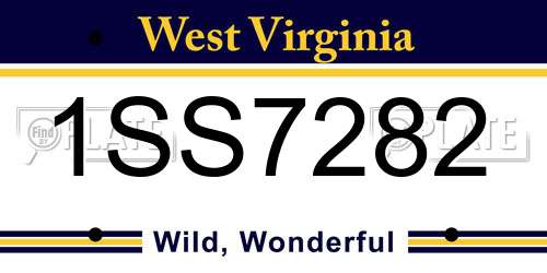 1SS7282 West Virginia License Plate