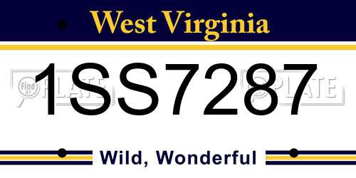 1SS7287 West Virginia License Plate