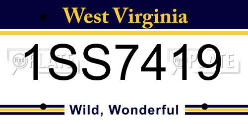1SS7419 West Virginia License Plate