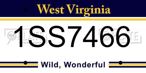 1SS7466 West Virginia License Plate