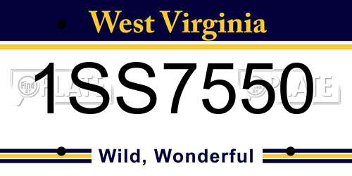 1SS7550 West Virginia License Plate
