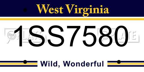 1SS7580 West Virginia License Plate