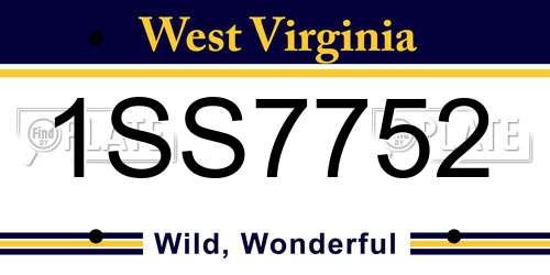 1SS7752 West Virginia License Plate