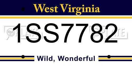 1SS7782 West Virginia License Plate