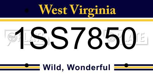 1SS7850 West Virginia License Plate