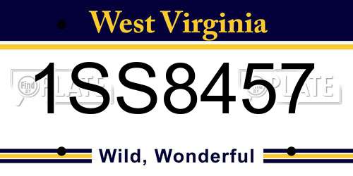 1SS8457 West Virginia License Plate