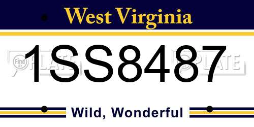 1SS8487 West Virginia License Plate