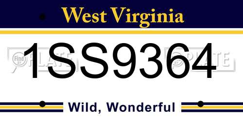 1SS9364 West Virginia License Plate