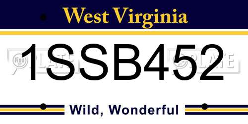 1SSB452 West Virginia License Plate