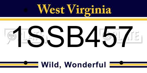 1SSB457 West Virginia License Plate