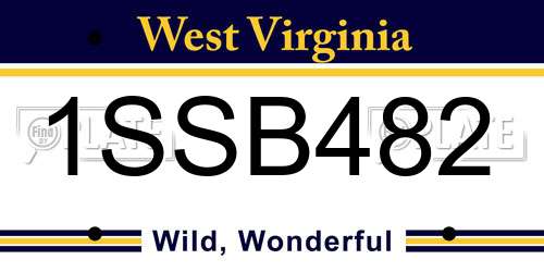 1SSB482 West Virginia License Plate