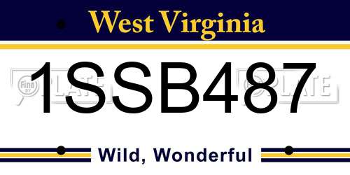 1SSB487 West Virginia License Plate
