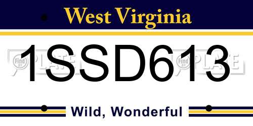 1SSD613 West Virginia License Plate