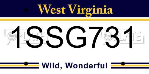 1SSG731 West Virginia License Plate