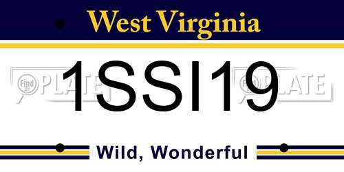 1SSI19 West Virginia License Plate