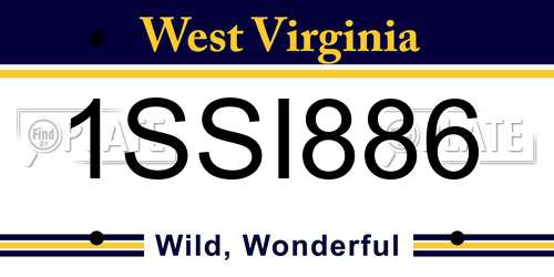 1SSI886 West Virginia License Plate