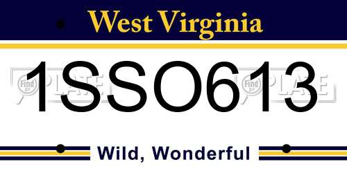 1SSO613 West Virginia License Plate