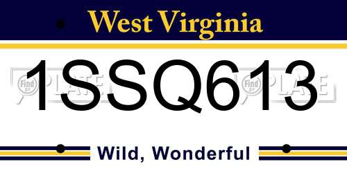 1SSQ613 West Virginia License Plate