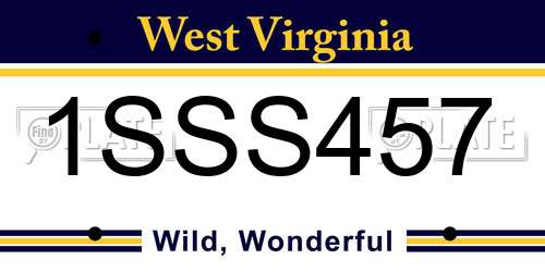 1SSS457 West Virginia License Plate