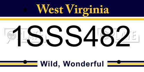 1SSS482 West Virginia License Plate