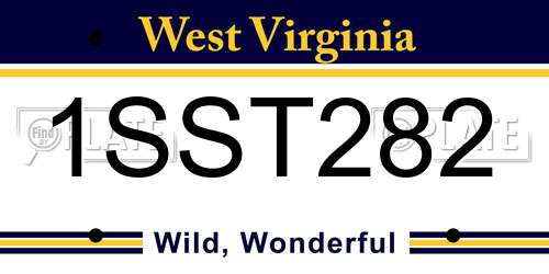 1SST282 West Virginia License Plate