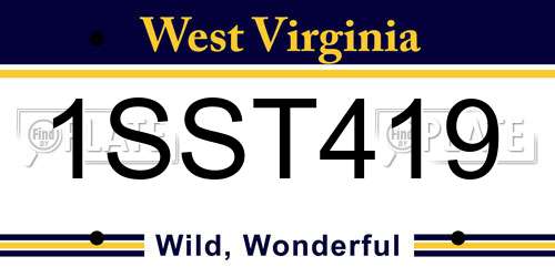 1SST419 West Virginia License Plate