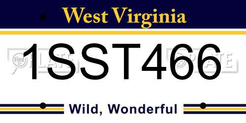 1SST466 West Virginia License Plate