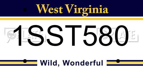 1SST580 West Virginia License Plate