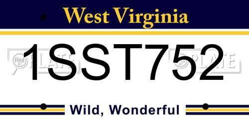 1SST752 West Virginia License Plate